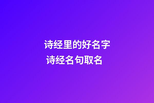 诗经里的好名字 诗经名句取名